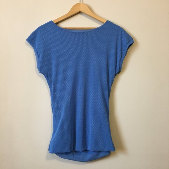 Periwinkle Blue Draping Double Layered Mesh Top - Picture 2 of 11